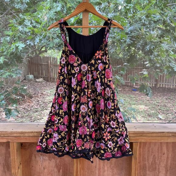 Free People Oh Baby Black And Pink Floral Mini Dress Size XS - Picture 4 of 9
